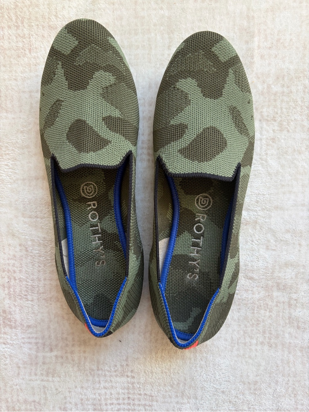 Rothy's Green Camo Knit Slip-On Flats